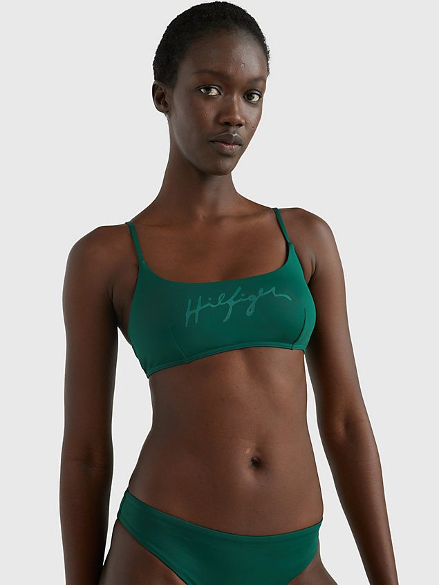 green hilfiger logo bralette-bikinioberteil für damen - tommy hilfiger