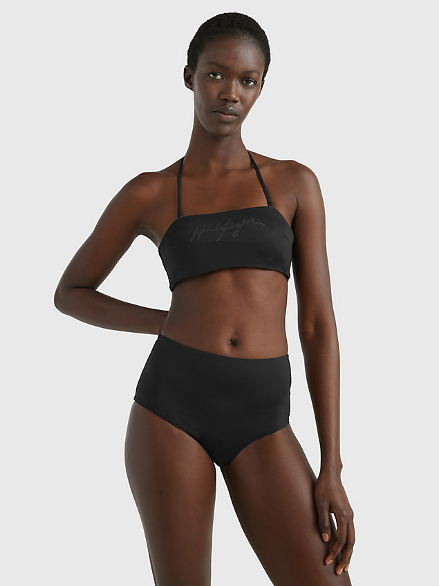 black hilfiger logo high waist bikini bottoms for women tommy hilfiger