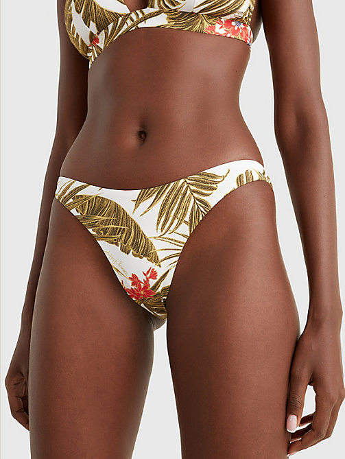 wit bikinibroekje met high leg en tropische print voor dames - tommy hilfiger