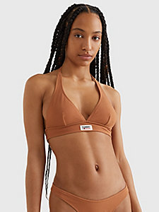 bruin essential halter-bikinitop zonder vulling voor dames - tommy jeans