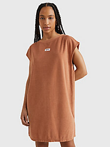 brown essential cover up mini dress for women tommy jeans