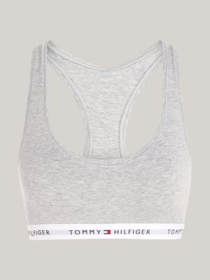 Tommy Hilfiger Underwear Logo Underband Unlined Triangle Bra Light Grey  Heather Women's