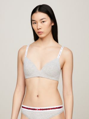 grey hilfiger icon triangel-bh mit vorgeformten cups für damen - tommy hilfiger