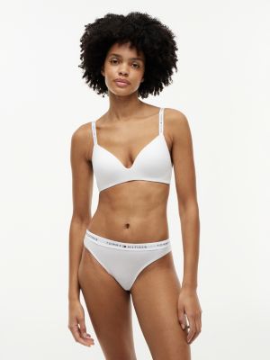 white leicht gefütterter triangel-bh mit logomuster für damen - tommy hilfiger