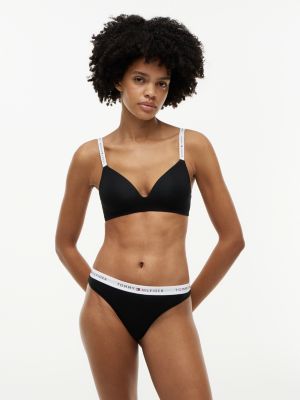 black string met repeat-logo op de tailleband voor dames - tommy hilfiger