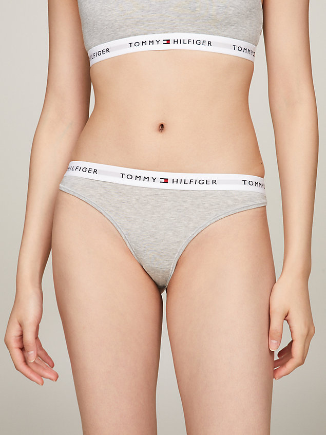 grey logo waistband thong for women tommy hilfiger