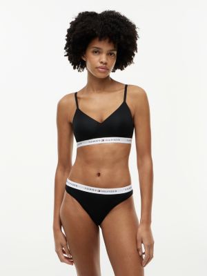 black slip met repeat logo op de tailleband voor dames - tommy hilfiger
