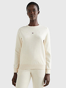 beige tonal logo lounge sweatshirt for women tommy hilfiger