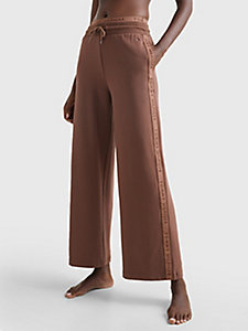 brown logo tape relaxed fit lounge bottoms for women tommy hilfiger