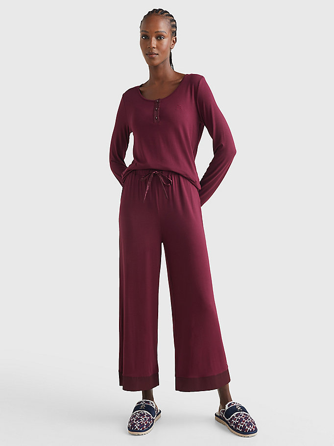 red relaxed fit lounge culottes for women tommy hilfiger