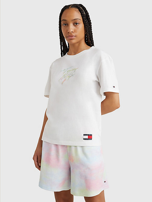 white tommy 85 pastel logo t-shirt for women tommy hilfiger