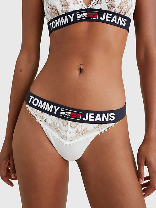 wit kanten tanga-slip voor women - tommy jeans
