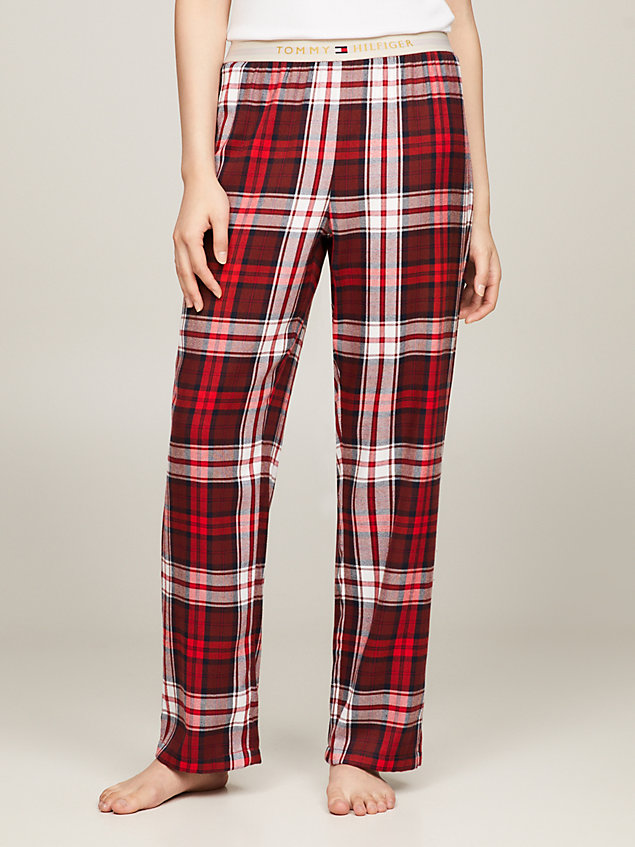 pantalón de pijama th original de franela red de mujer tommy hilfiger