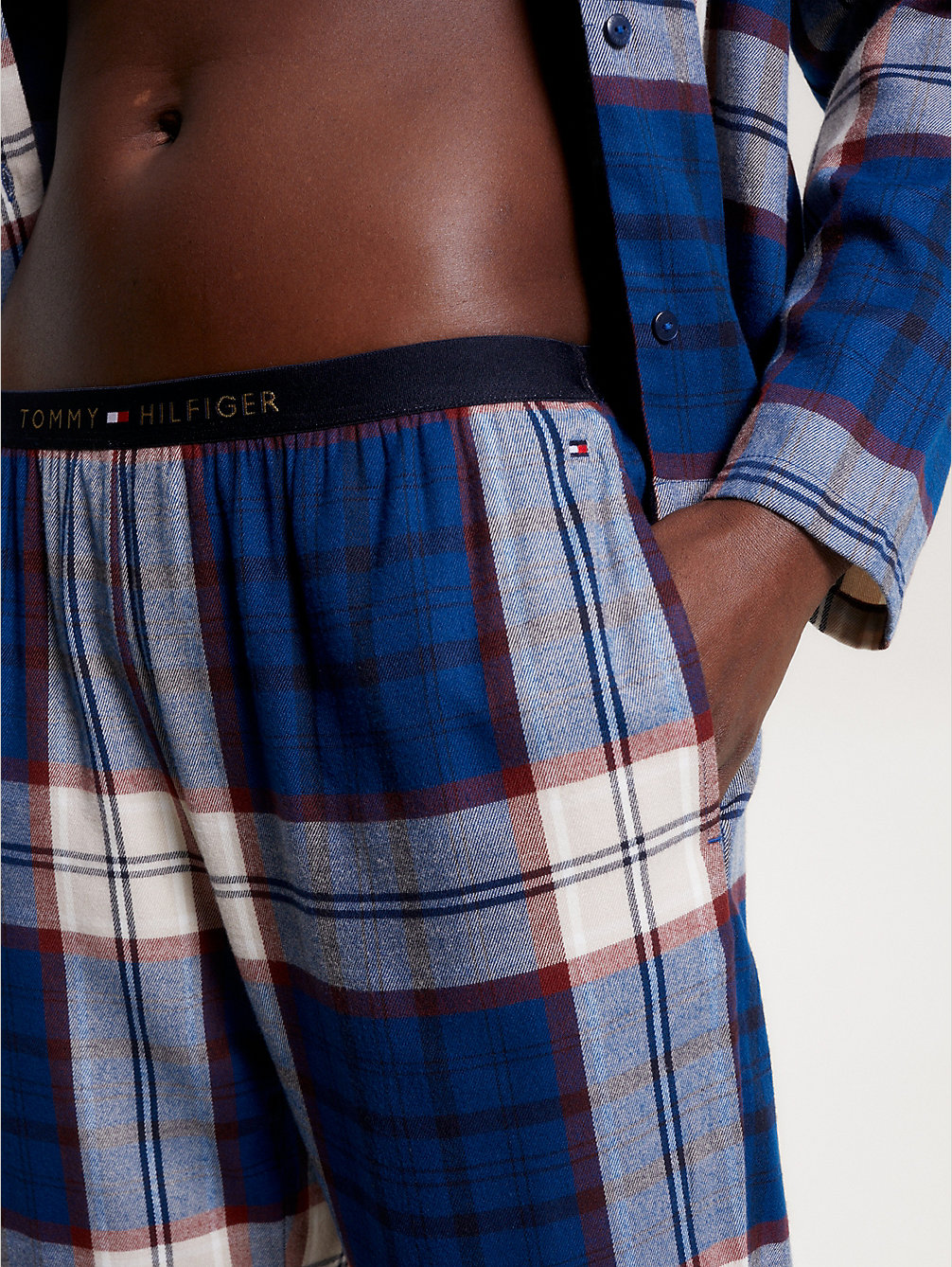 blue th original flanell-pyjama mit print für damen - tommy hilfiger