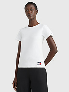 white tommy 85 relaxed fit lounge t-shirt for women tommy hilfiger