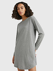 grey tommy icons long sleeve nightdress for women tommy hilfiger