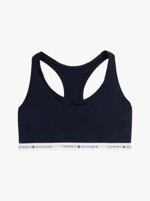 blue curve tommy icons racer back unpadded bralette for women tommy hilfiger