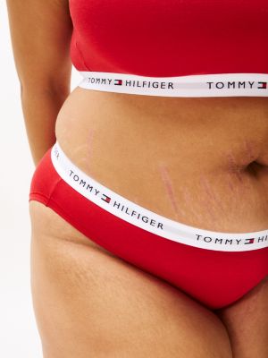 rot curve tommy icons slip mit logo-taillenbund für damen - tommy hilfiger