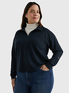 blue curve lounge half-zip top for women tommy hilfiger