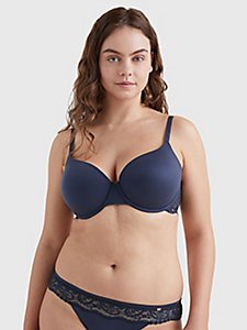 blue ultra soft demi cup lace bra for women tommy hilfiger