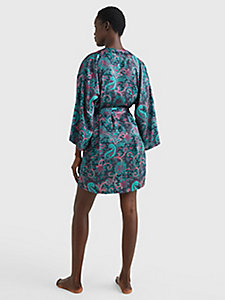 Peignoir ou robe de chambre Coton Tommy Hilfiger en coloris Gris Femme Vêtements Vêtements de nuit Robes de chambre et peignoirs 