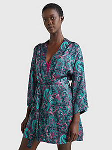 groen ultra soft badjas met paisleyprint voor dames - tommy hilfiger