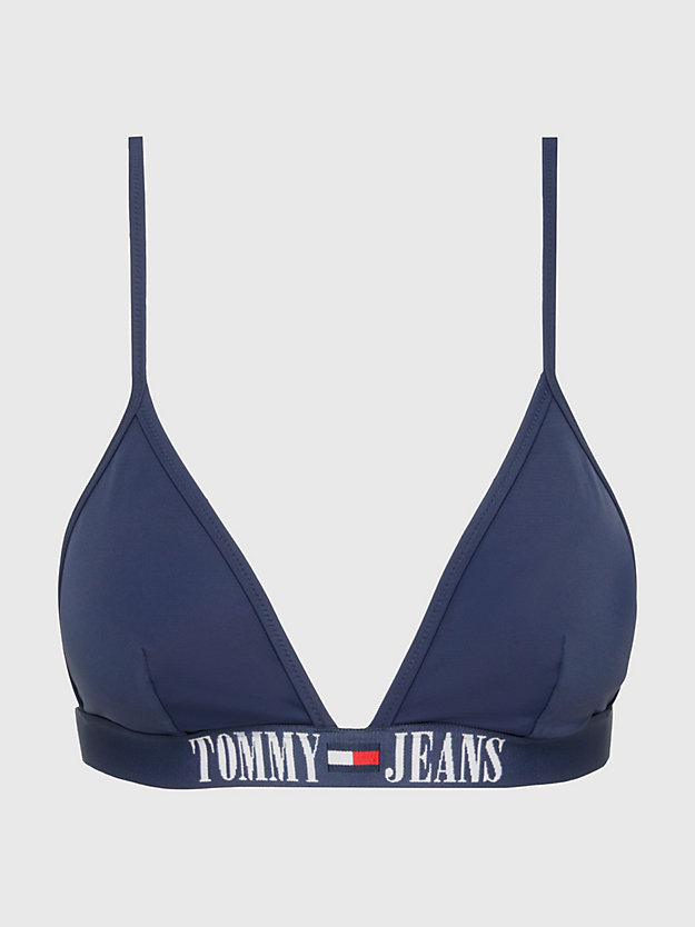 top bikini archive a triangolo con logo blu da donna tommy jeans