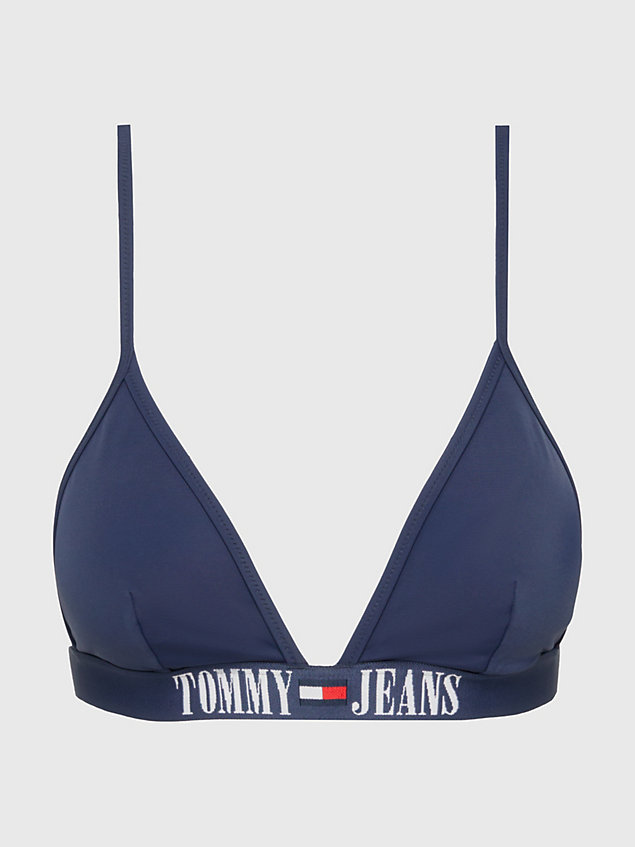 blue archive triangelbikinitop met logo-onderband voor dames - tommy jeans