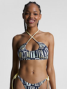 schwarz neckholder-bralette-bikinioberteil mit logo für damen - tommy jeans