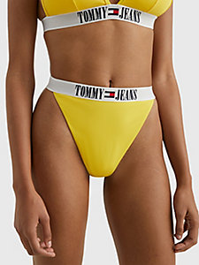 bas de bikini échancré des archives à logo jaune pour femmes tommy jeans