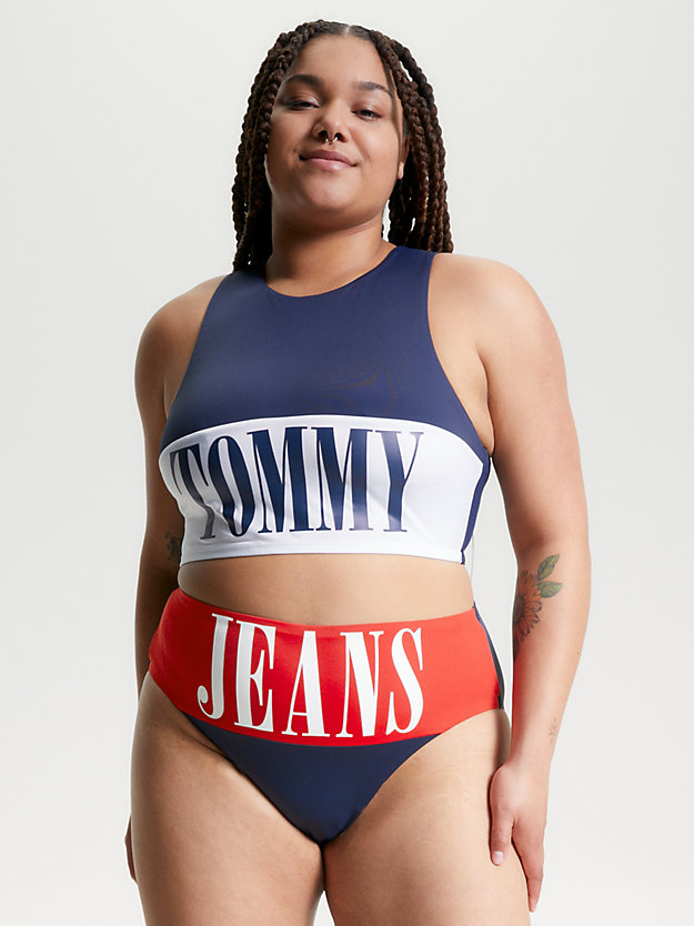 TWILIGHT NAVY Archive high rise bikinibroekje met logo voor dames TOMMY JEANS
