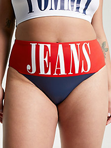 bas de bikini des archives taille haute à logo bleu pour femmes tommy jeans