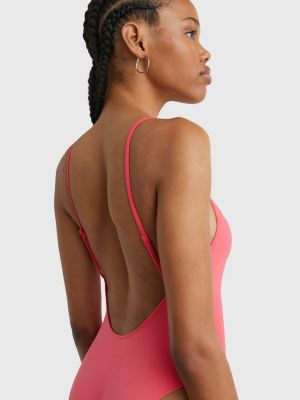 Signature High Leg One Piece Swimsuit Pink Tommy Hilfiger