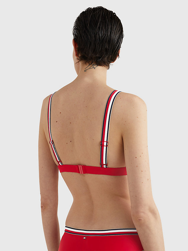 red triangel-bikinitop met signature-tape voor dames - tommy hilfiger