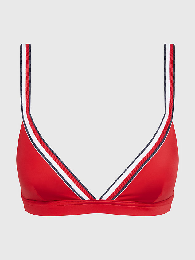 red triangel-bikinitop met signature-tape voor dames - tommy hilfiger