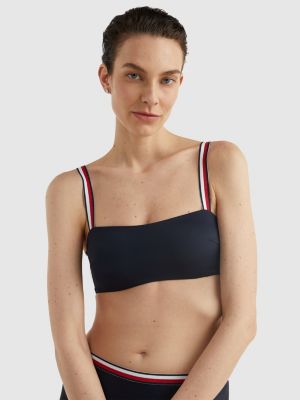 haut de bikini bandeau à armature bleu pour femmes tommy hilfiger
