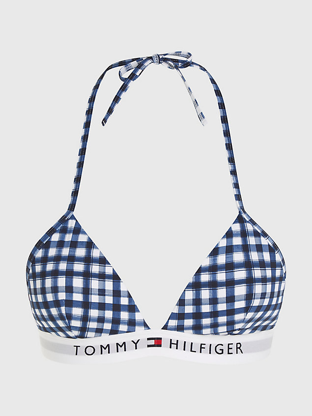 white fixed triangle padded bikini top for women tommy hilfiger