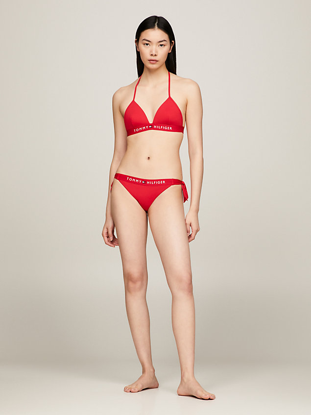 red fixed triangle padded bikini top for women tommy hilfiger