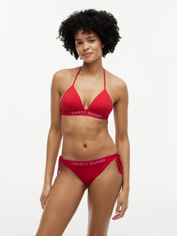 TH Original Foam Triangle Halterneck Bikini Top — Red