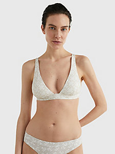 wit triangel-bikinitop met monogram voor dames - tommy hilfiger