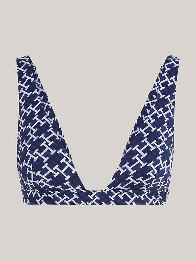 blue triangel-bikinitop met monogram voor dames - tommy hilfiger