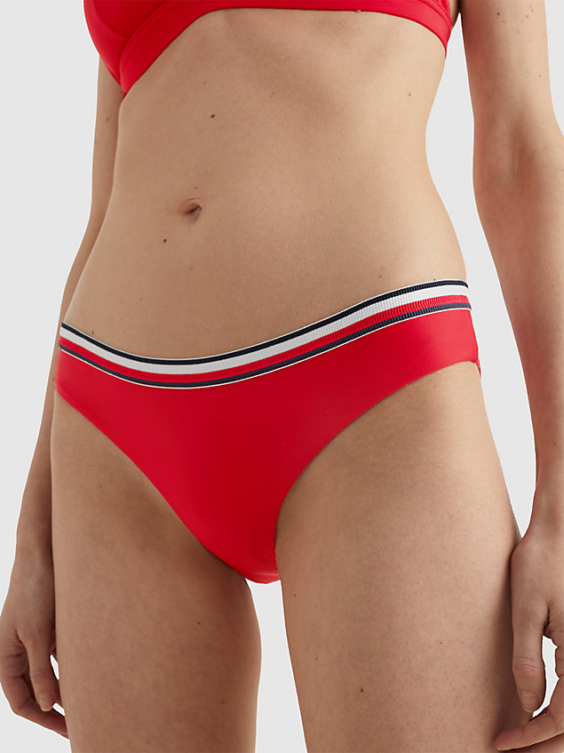 red hipster-bikinibroekje met signature-tape voor dames - tommy hilfiger