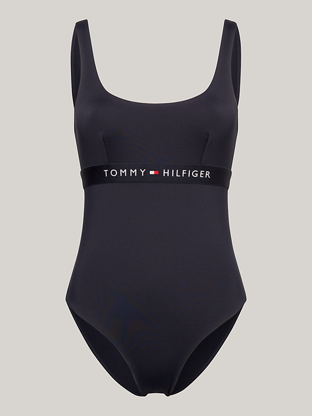 blue check one-piece swimsuit for women tommy hilfiger