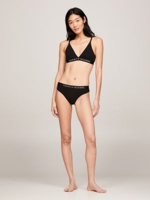 soutien-gorge triangle non doublé à logo noir pour femmes tommy hilfiger