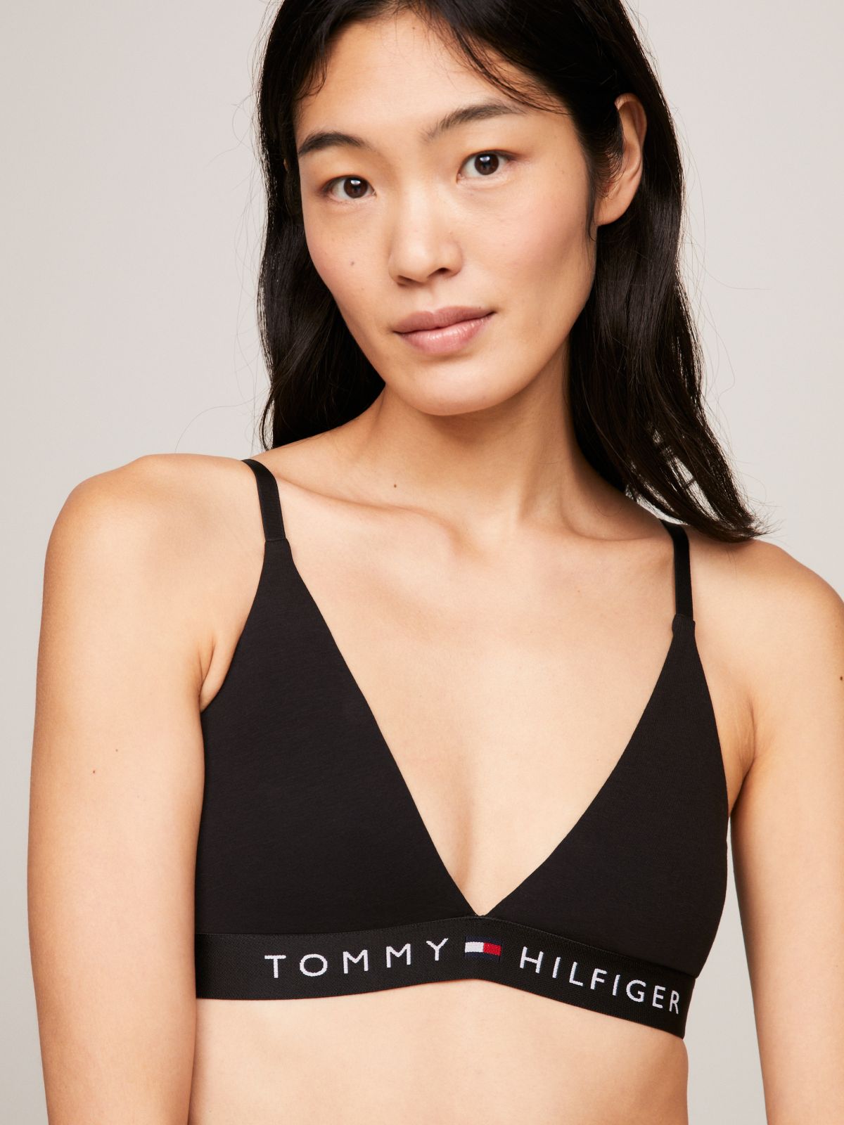 Unlined Logo Underband Triangle Bra — Pink