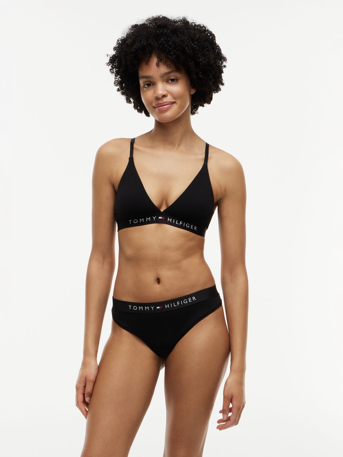 Unlined Logo Underband Triangle Bra — Pink
