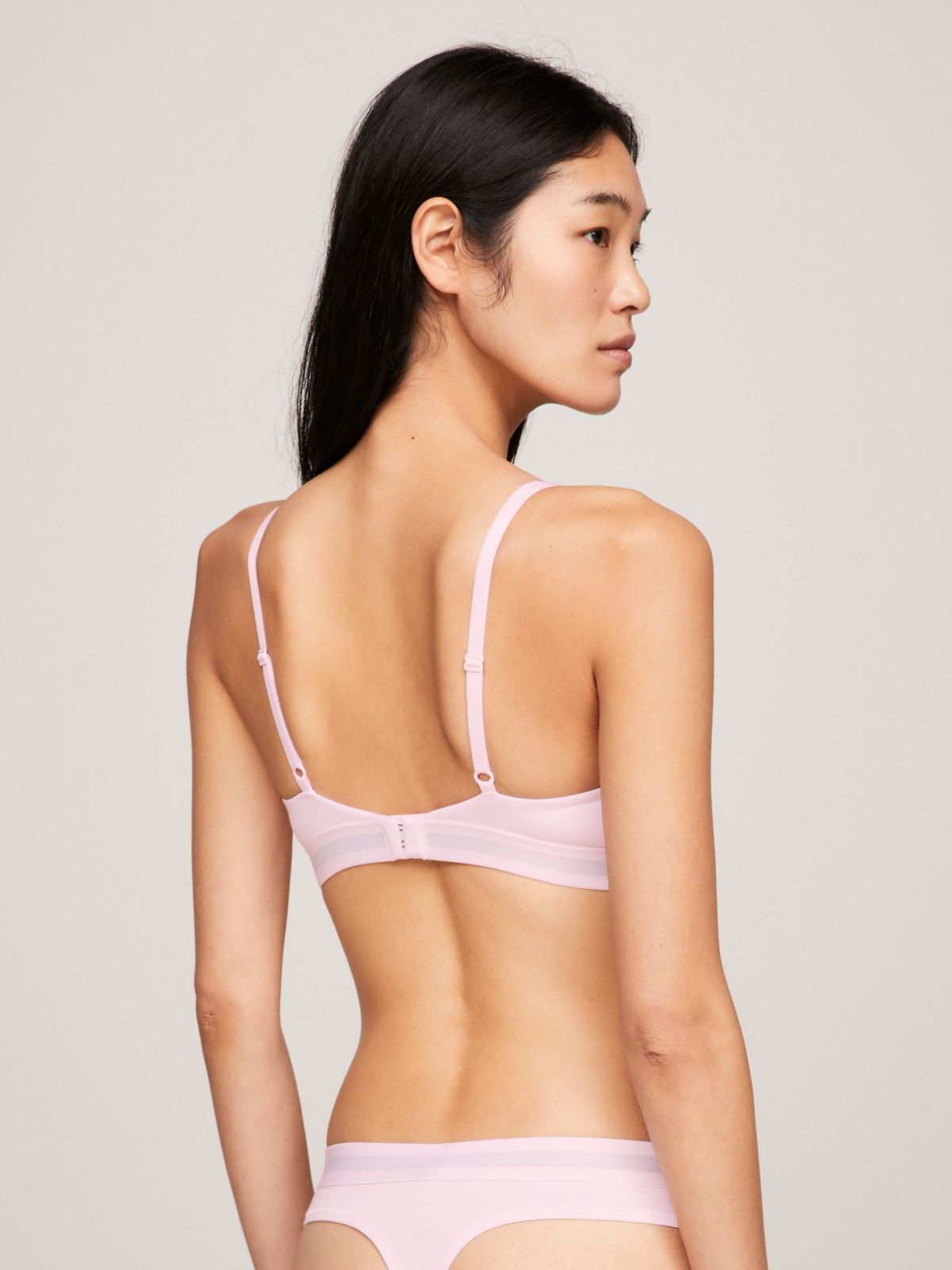 Unlined Logo Underband Triangle Bra — Pink