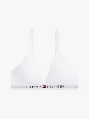 white unlined logo underband triangle bra for women tommy hilfiger