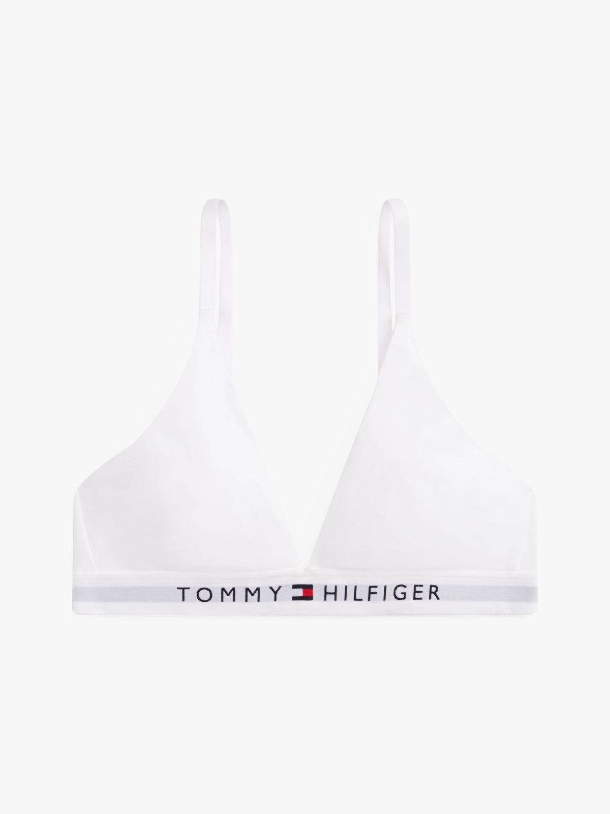 Unlined Logo Underband Triangle Bra — White