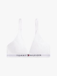 Unlined Logo Underband Triangle Bra — White 7